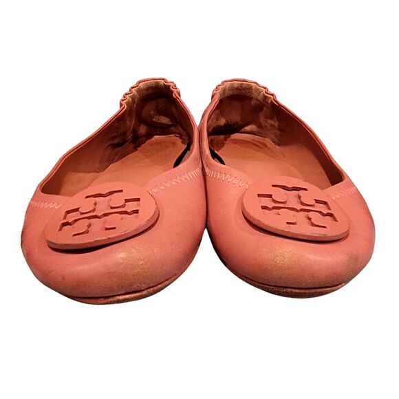 Pink Leather Tory Burch Women's Minnie Ballet Shoe Slip On Moccasin Sz 8 Travel - Picture 2 of 9
